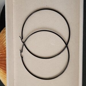 Large Black Stainless Steel Hoop Earrings